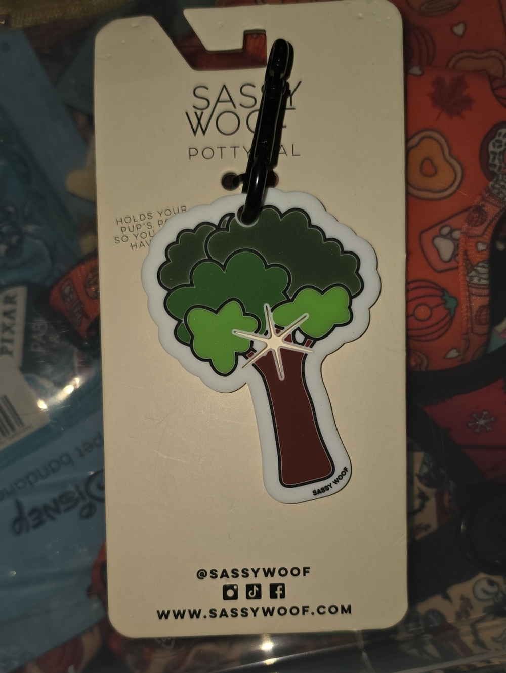 Sassy Woof Tree Dog Poop Bag Dispenser - Green & Brown